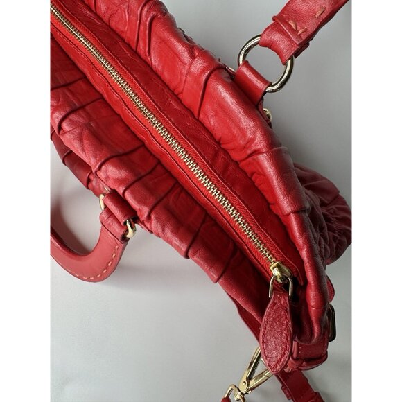 Prada Napa Gauffre Tessuto Red Leather Two Way Bag - Picture 15 of 16